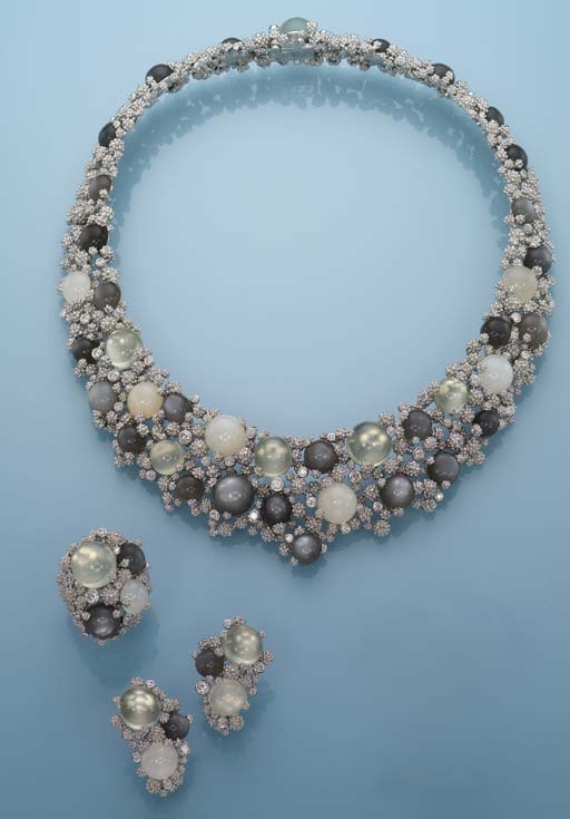 THE MOONSTONE AND DIAMOND 'MIMOSA' SUITE, BY GILBERT ALBERT