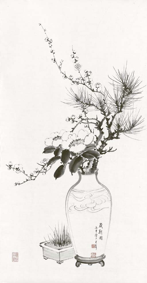 Икебана рисунок карандашом