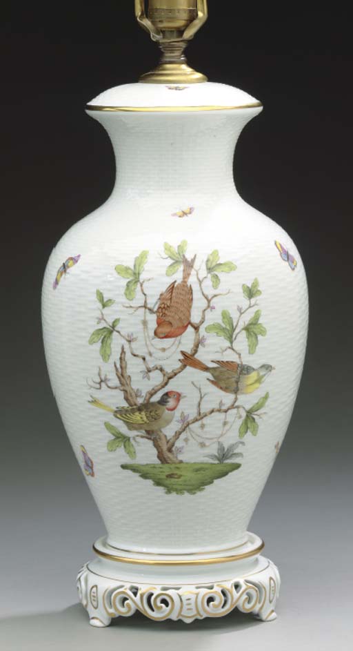 THREE HEREND PORCELAIN LAMPS,