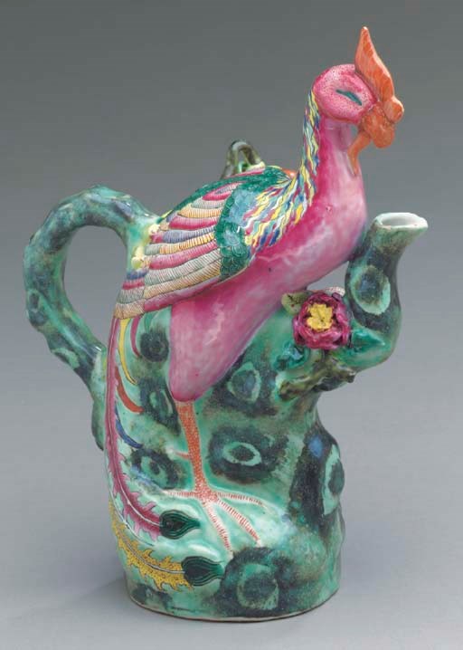 A TEAPOT IN THE FORM OF A PHOENIX,