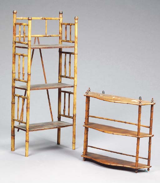 A Victorian Bamboo Corner Etagere Together With Another Bamboo