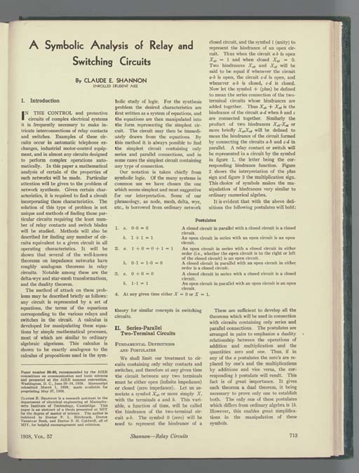 A symbolic analysis of relay and switching circuits pdf image