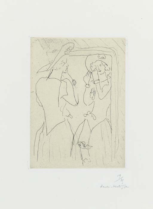 Jeune fille au chapeau devant la glace (D. 229) 
