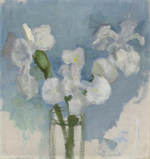 White Irises against a Light Blue Background, I 

