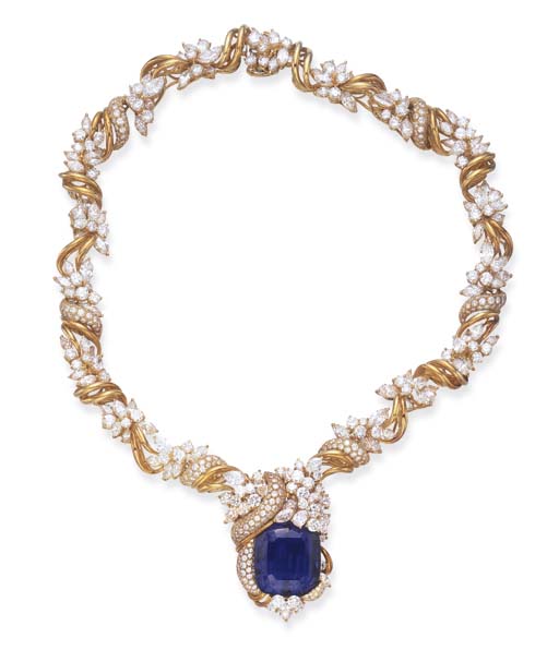 A TANZANITE AND DIAMOND NECKLACE, BY HENRY DUNAY