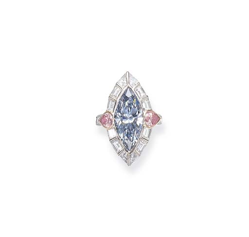 A RARE FANCY BLUE DIAMOND RING, BY DAVID MORRIS