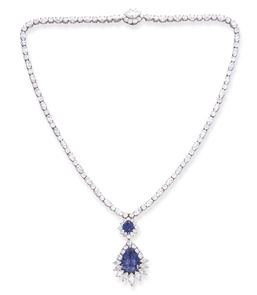 A DIAMOND AND SAPPHIRE NECKLACE, BY 