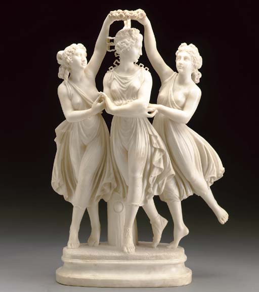An Italian white marble group of the Three Graces