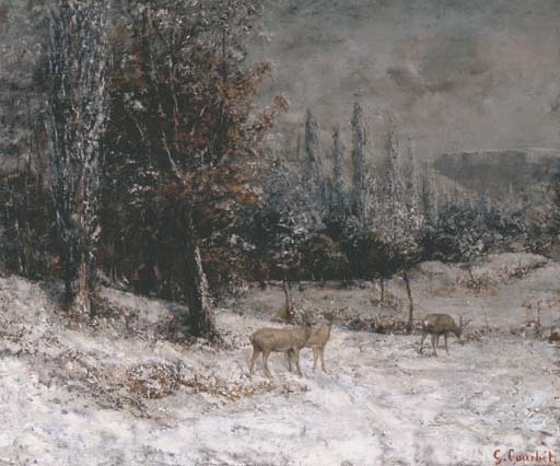 Chevreuils dans la neige 
