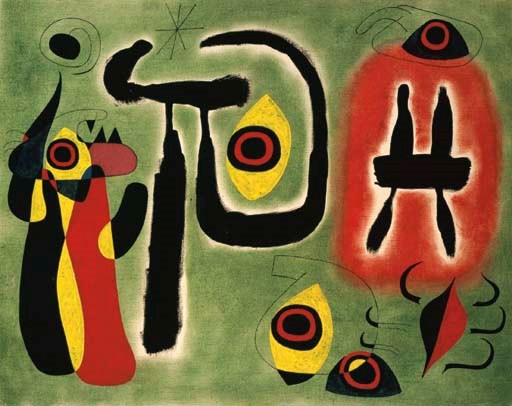 Joan Miró (1893-1983) , Le soleil rouge ronge l'araignée | Christie's