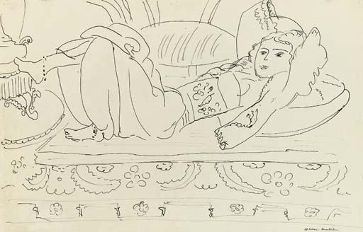 Odalisque étendue, au fauteuil turc 
