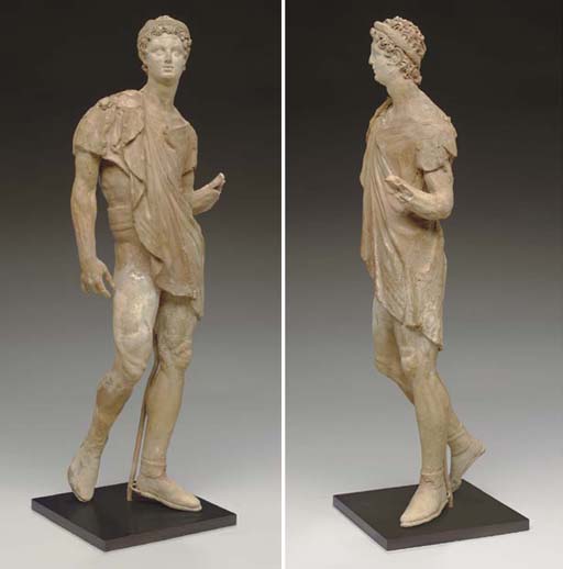 A GREEK TERRACOTTA FIGURE OF ALEXANDER THE GREAT OR A SUCCESSOR