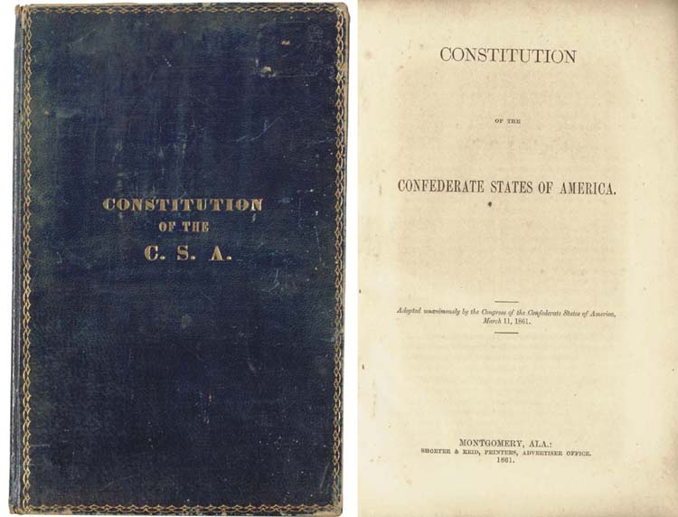 [CONFEDERATE STATES OF AMERICA]. Constitution of the Confederate States