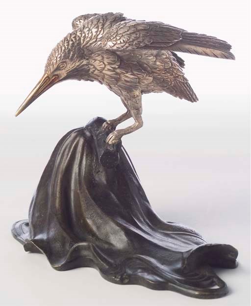 Oiseau martin pêcheur sur tronc en résine 9 x 9 x 15 cm