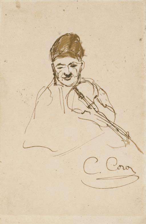 Un homme, en buste, jouant du violon 

