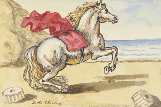 Cavallo con drappo rosso 
