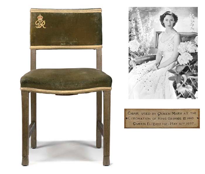 Queen Mary's chair used for the 1937 Coronation of VI and Queen