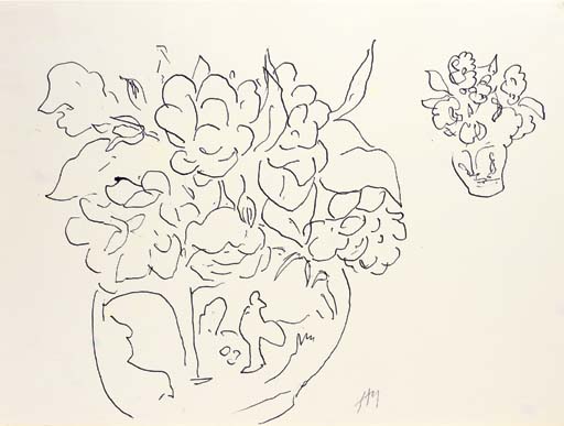 Deux vases de fleurs 
