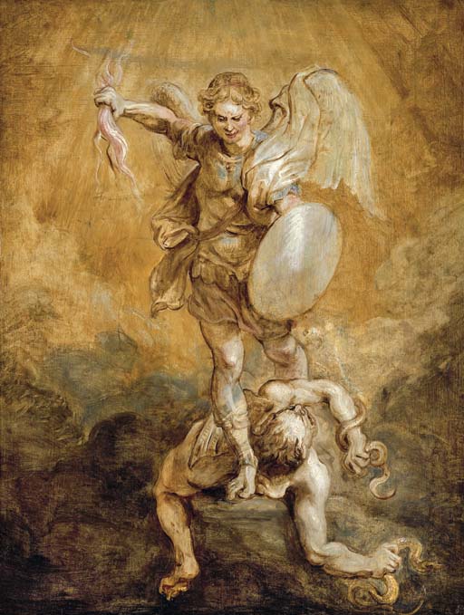 Saint Michael subduing Lucifer 
