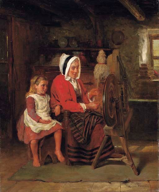 William Stewart (18231906) , At the spinning wheel Christie's