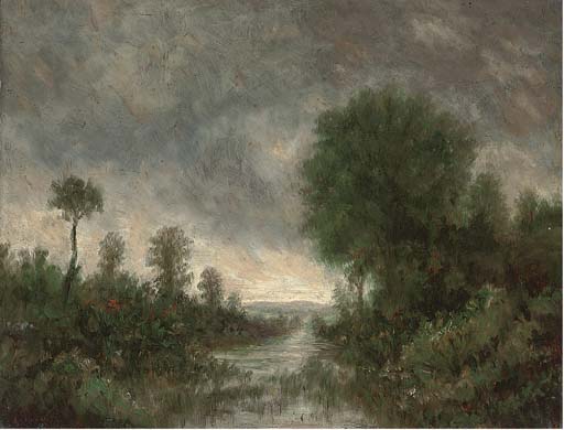 A river at dusk 
