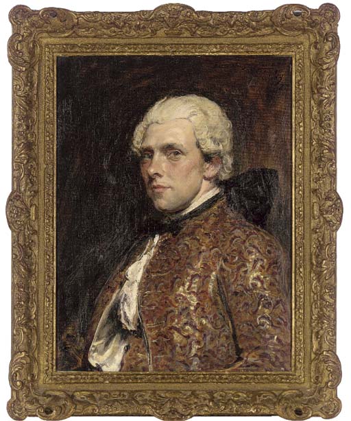 Portrait of C. May Esq., half-length, in an embroidered waistcoat and jacket
