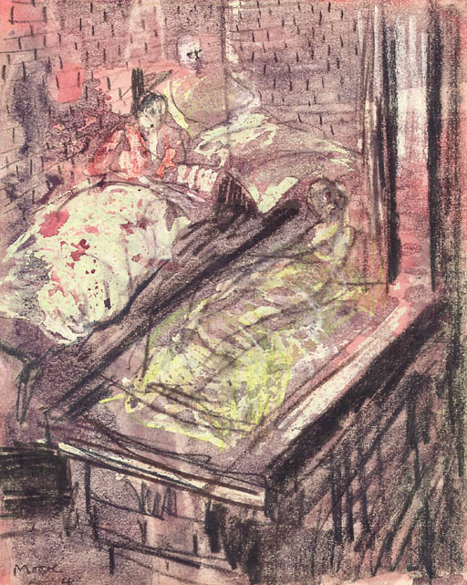 Shelter Drawing: Three Sleeping Figures 
