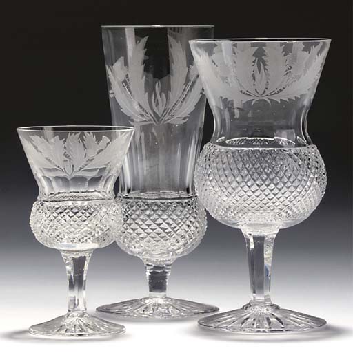 A SUITE OF SCOTTISH 'THISTLE' DRINKING GLASSES , BY EDINBURGH CRYSTAL