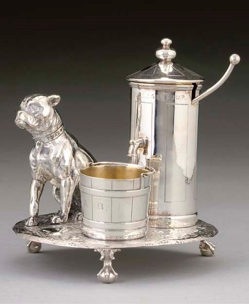 A VICTORIAN SILVER NOVELTY CONDIMENT SET,