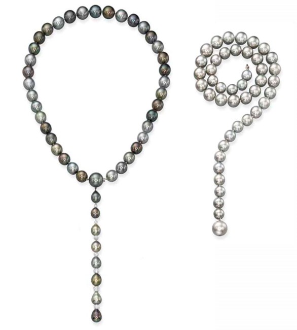 Grey Small Baroque Nugget Pearl Long Necklace