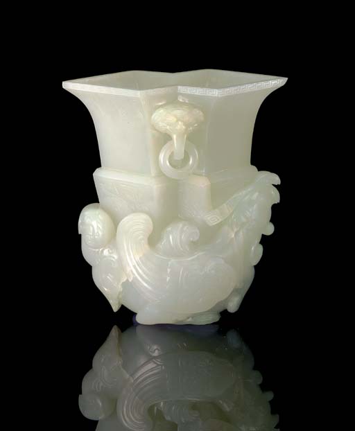 A RARE WHITE JADE ARCHAISTIC VASE Christie's