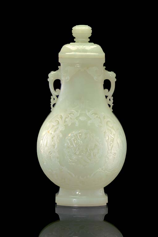 A RARE WHITE JADE VASE AND COVER Christie's