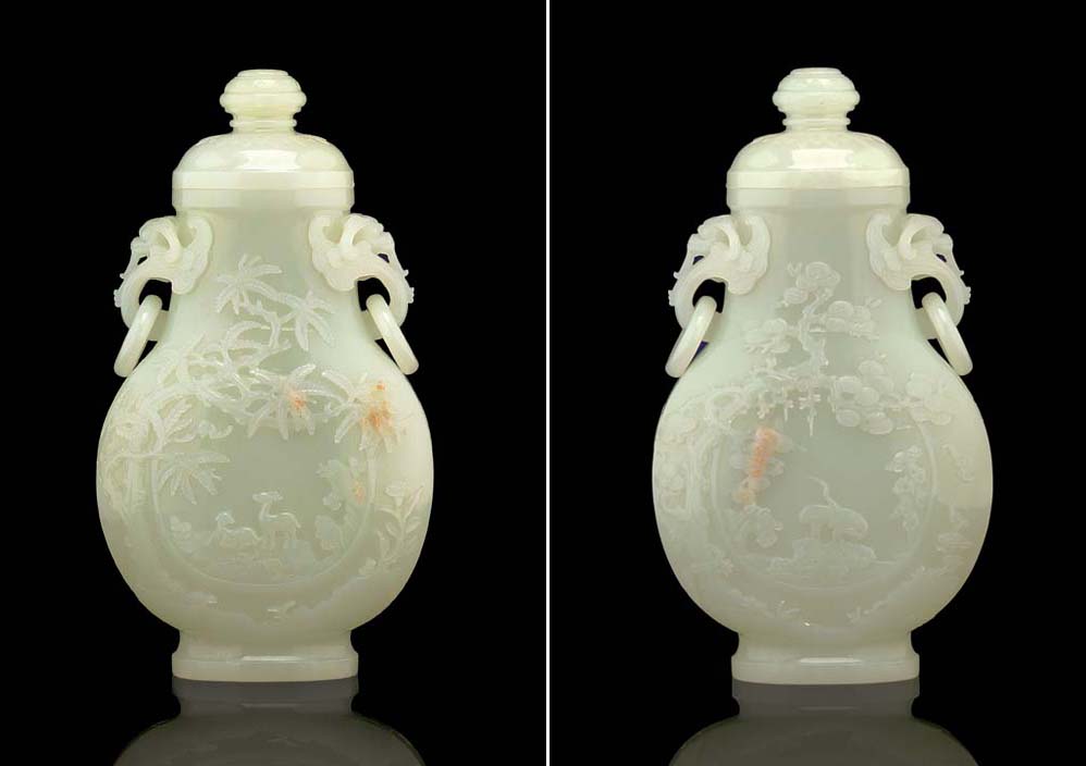 A SUPERB WHITE JADE VASE AND COVER Christie's