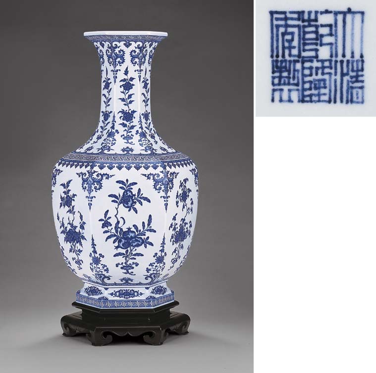 A VERY FINE IMPERIAL BLUE AND WHITE HEXAGONAL VASE Christie's