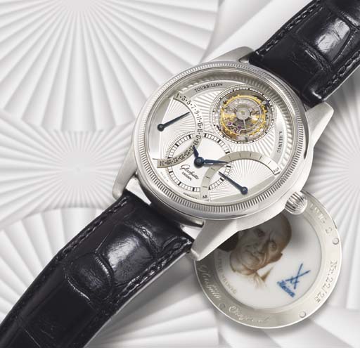 GLASHÜTTE ORIGINAL. A FINE AND RARE LIMITED EDITION PLATINUM TOU