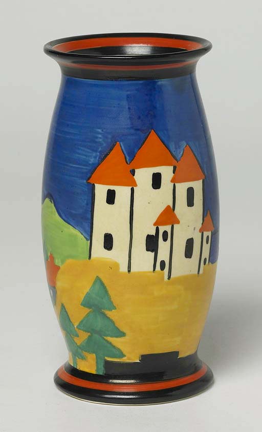 A Clarice Cliff Bizarre Applique Blue Lucerne Vase Christie S