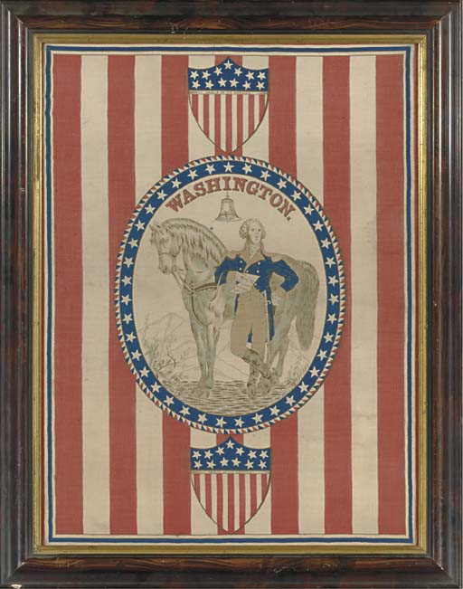 A GEORGE WASHINGTON COMMEMORATIVE PRINT ON LINEN AMERICAN 19TH 