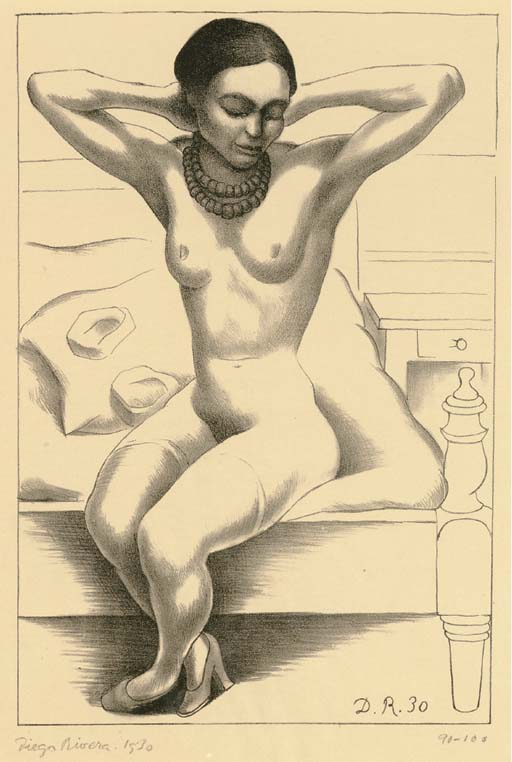 Desnudo sentado con Brazos levantados 

