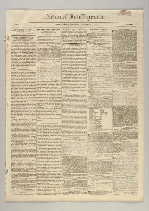 Monroe Doctrine Full Text Of The Presidential Message Proclaiming The Monroe Doctrine In The National Intelligencer