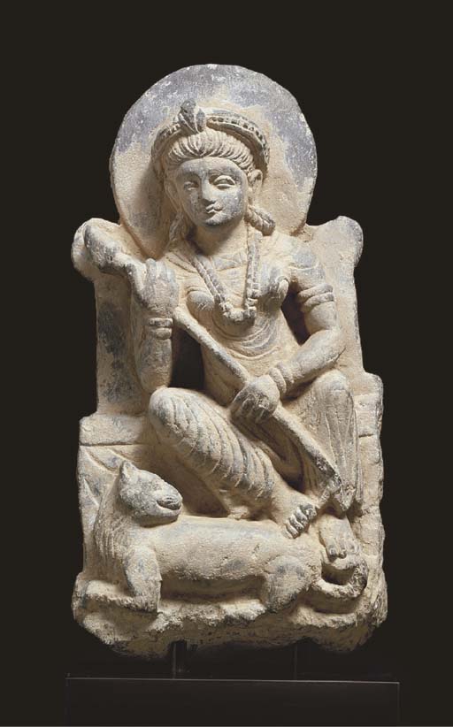 A rare green schist figure of Nana , GANDHARA, 2ND/3RD CENTURY