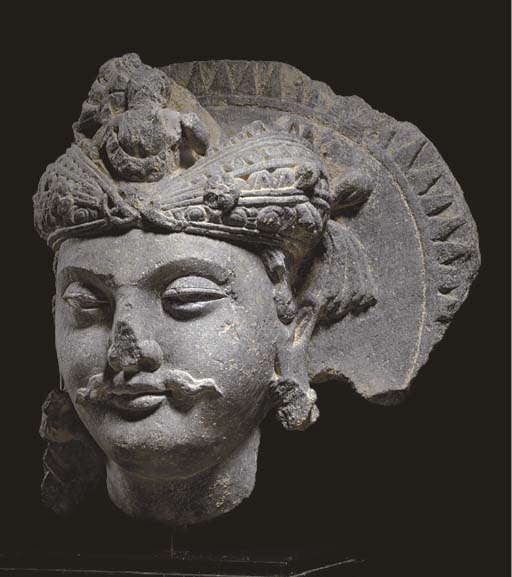 A rare green schist figure of Nana , GANDHARA, 2ND/3RD CENTURY
