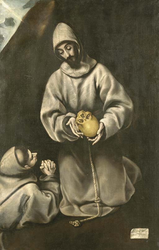St. Francis and Brother Leo meditating on death 
