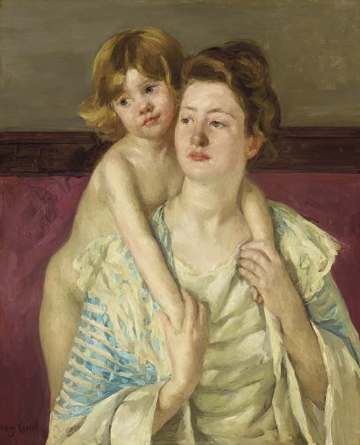 Antoinette Holding Her Child by Both Hands 
