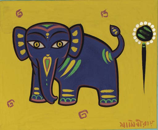 JAMINI ROY (18871972) , Untitled (Blue Elephant) Christie's