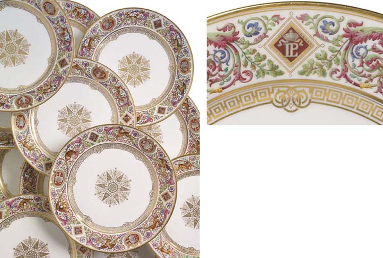 TWELVE SEVRES PORCELAIN PLATES , 19TH CENTURY, PERHAPS DECORATED