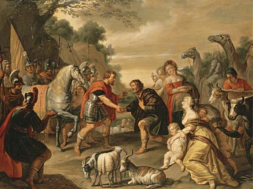 The reconciliation of Jacob and Esau 
