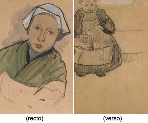 JAN VERKADE (1868-1946) , Femme bretonne, en buste (recto