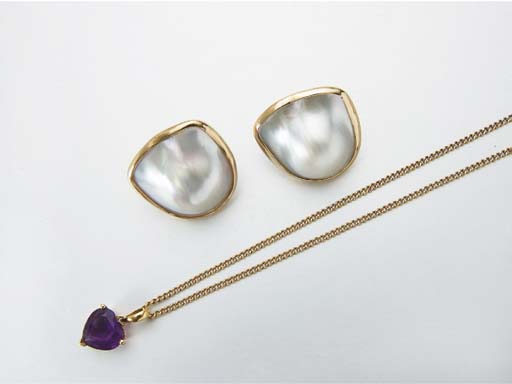 Boucles D'oreilles Perles Mabé En Goutte Et Améthyste - Argent Massif 925 - Fermoir Dormeuse - Occasion De Qualité