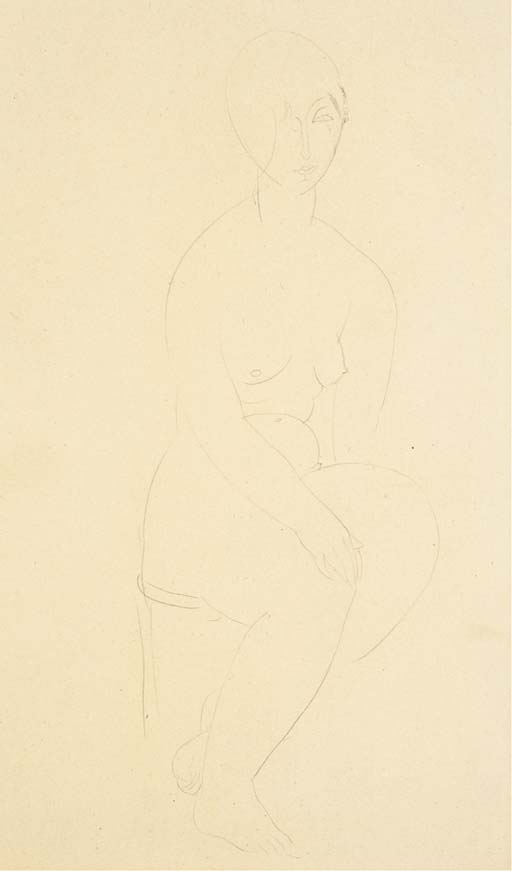 Jeune femme nue, assise 
