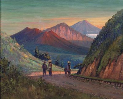 Leo Eland DUTCH 1884 1952 Gezicht op de Gunung Agung 